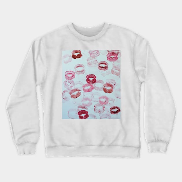 kisses pattern red pink lipstick aesthetic coquette dollette Crewneck Sweatshirt by maoudraw